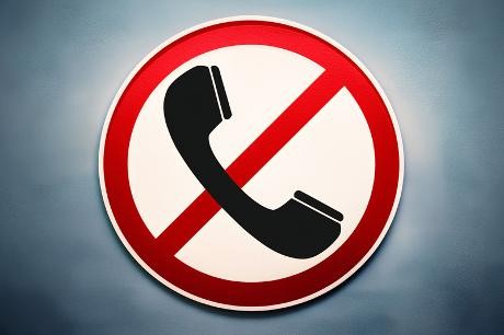 Durchgestrichenes Telefon, dargestellt wie ein Verkehrszeichen